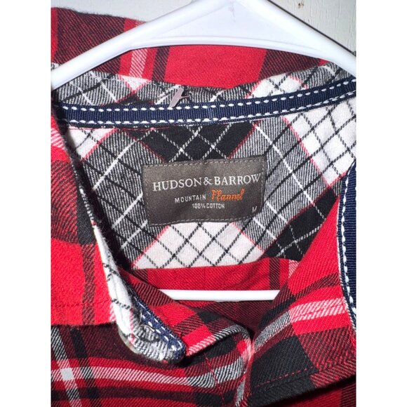 Hudson & Barrow Mountain Flannel Red Plaid Button-Up Shirt Mens Medium 100% Cott - Picture 3 of 7
